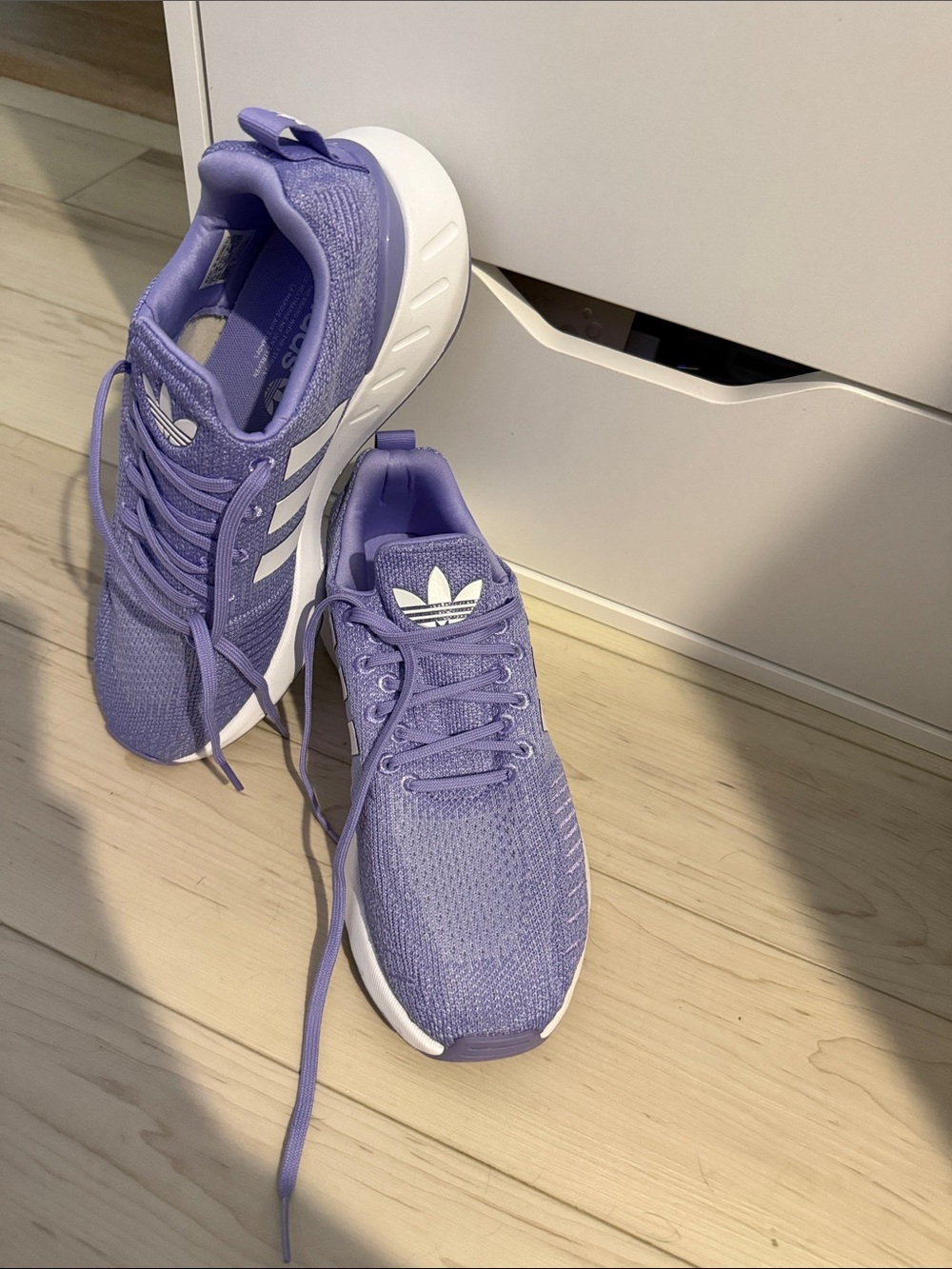 adidas Lavender Knit Sneakers with White Three Stripes